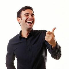 Fototapeta premium young man big laughing with thumbs up isolated
