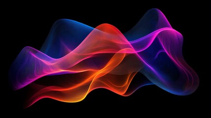 Abstract Wavy Lines with Gradient Colors on Dark Background Illustration