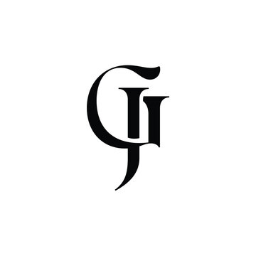 GJ monogram logo design letter text name symbol monochrome logotype alphabet character simple logo
