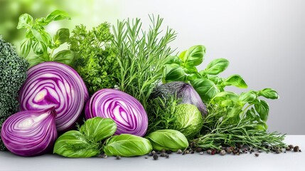 Fresh Herbs   Vegetables  Culinary Ingredients  Healthy Food  Vibrant Colors