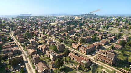 Fototapeta premium Aerial View Of A Destroyed Cityscape