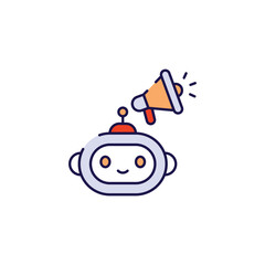 Robot Advertising icon design with white background stock illustration