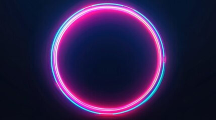 Obraz premium 2. **Black Canvas with Neon Pink and Blue Halo**