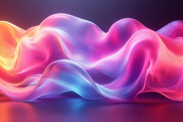 Fototapeta premium Futuristic Abstract Neon Waves with Glowing Pink Blue Light Reflections for Data Transfer Concept