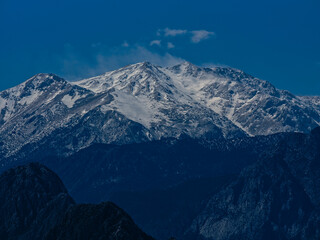 beautiful snowy mountain and sky