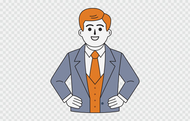 Businessman vector art Illustration Isolated on transparent background and editable stroke