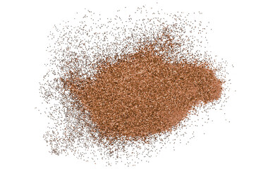 Brown glitter powder isolated on transparent background.