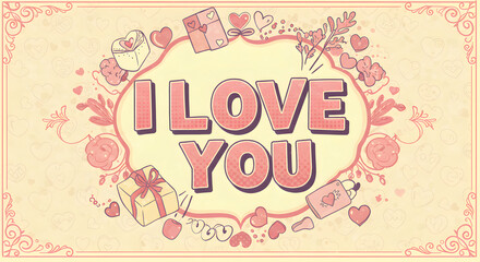 Obraz premium Valentine's Day Card with Hearts and Gifts