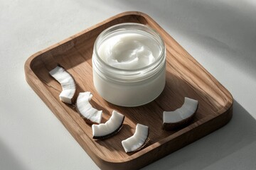 Coconut and Argan Oil Hair Mask in Frosted Glass Jar on Tray