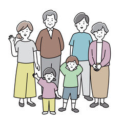 ポーズをとる家族イラスト_全身