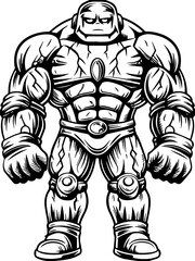 Fototapeta premium Fantasy monsters and demons, depicted in SVG and vector format.Strong and Powerful Character Illustration in Bold Line Art Style