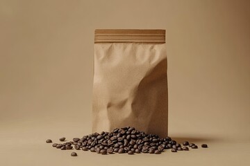 Ultra Quality Image of Paper Bag with Powder Coffee Beans