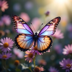 Fototapeta premium butterfly on flower,AI-generated