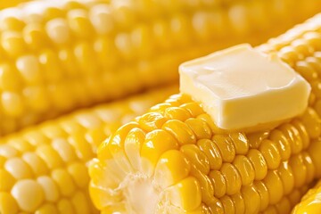 Delicious Corn on the Cob with Butter Isolated in Warm Tones