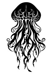 Art Nouveau jellyfish Graphic Accents, vector illustration, vintage elements	
