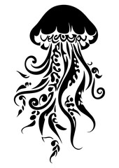 Art Nouveau jellyfish Graphic Accents, vector illustration, vintage elements	
