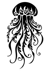 Art Nouveau jellyfish Graphic Accents, vector illustration, vintage elements	
