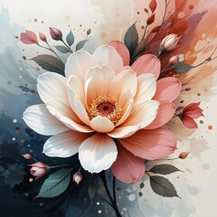 grunge floral background,AI-generated