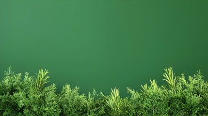 Green Plants Border On Solid Background