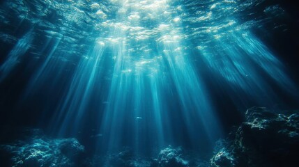 Underwater Sunlight Rays Ocean Deep Sea Blue