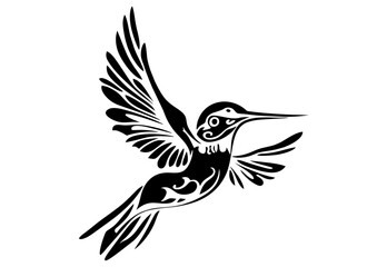 Art Nouveau hummingbird Graphic Accents, vector illustration, vintage elements	
