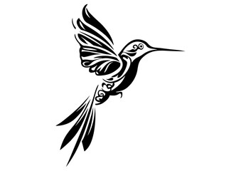 Art Nouveau hummingbird Graphic Accents, vector illustration, vintage elements	
