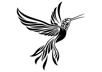 Art Nouveau hummingbird Graphic Accents, vector illustration, vintage elements	
