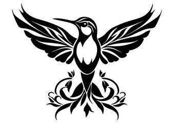 Art Nouveau hummingbird Graphic Accents, vector illustration, vintage elements	

