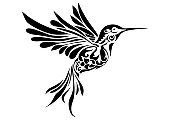 Art Nouveau hummingbird Graphic Accents, vector illustration, vintage elements	
