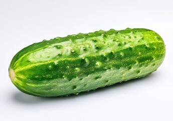 Fresh and Crisp Green Cucumber with Bumpy Skin Isolated on White Background for Healthy Eating, Cooking, and Food Photography Concepts