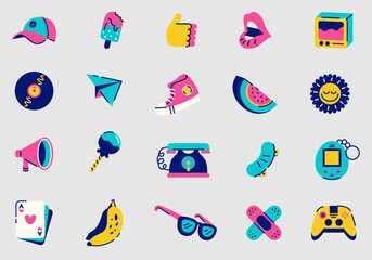 90s Retro Style Sticker Element