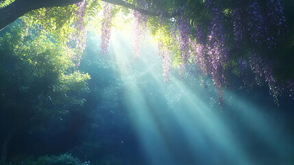 Wisteria Forest Illuminated By Sunlight