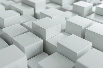 High Detail Image of 3D Rendering, White Boxes Backgroundhigh Detail, 8K