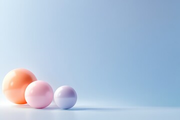 Fototapeta premium Soft pastel spheres arranged in minimalistic layout, creating so