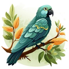Abstract Tropical Parrot Illustration in Stylish Flat Design