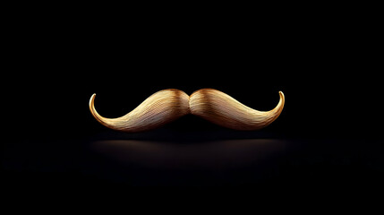 Pixelated Gold Mustache On Black Background