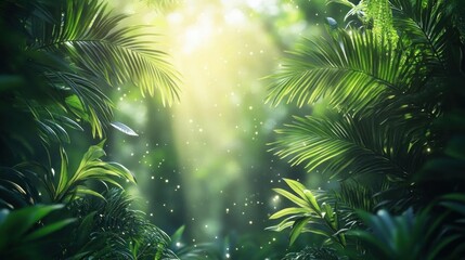 Lush Tropical Rainforest Sunlight Green Leaves