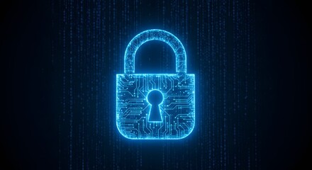 Digital Padlock Symbolizing Data Security and Cybersecurity Against Digital Threats