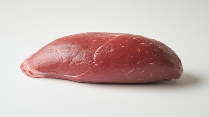 Pieza de carne roja sobre fondo blanco