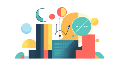 Abstract Geometric Optimization Concept in Urban Landscape Vector Illustration with Technological and Analytical Elements