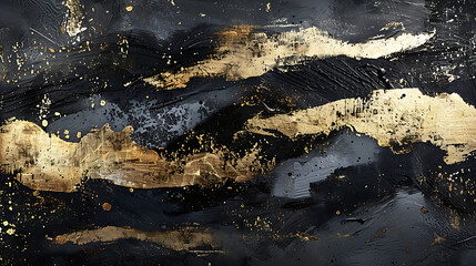 Luxurious abstract art with rich gold textures and deep black background evokes upscale elegance and modern sophistication for premium design projects