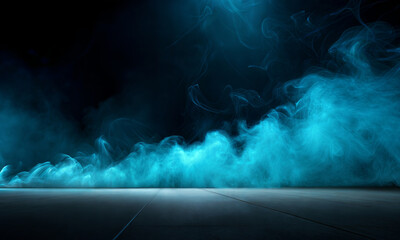 abstract blue fog in road, fogy backdrop