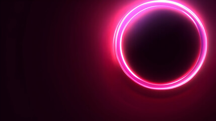 Obraz premium Abstract Neon Pink Circle Glowing Light Dark Background Design