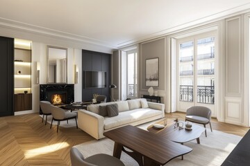 Fototapeta premium A beautifully designed modern living room with elegant decor details