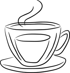 Simple Line Art Coffee Cup with Curling Steam