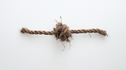 Cuerda de yute nudo textura fondo blanco