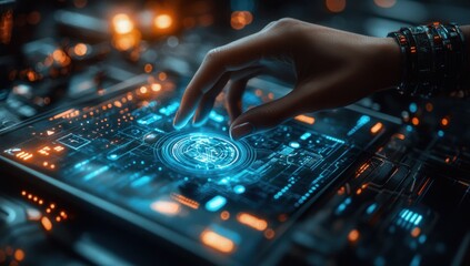 Futuristic Digital Banking Concept with Currency Icons Virtual Interface Innovative Finance Technology and Cashless Economy Trends