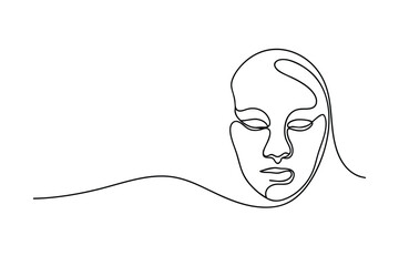 Serene Minimalist OneLine Drawing Female Face Art Portrait