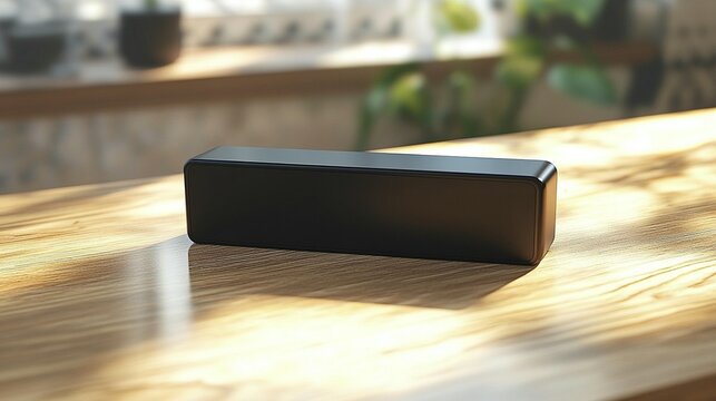 Compact Black Device on Wood