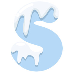 Blue Ice Snow Icy Font Letters and Numbers